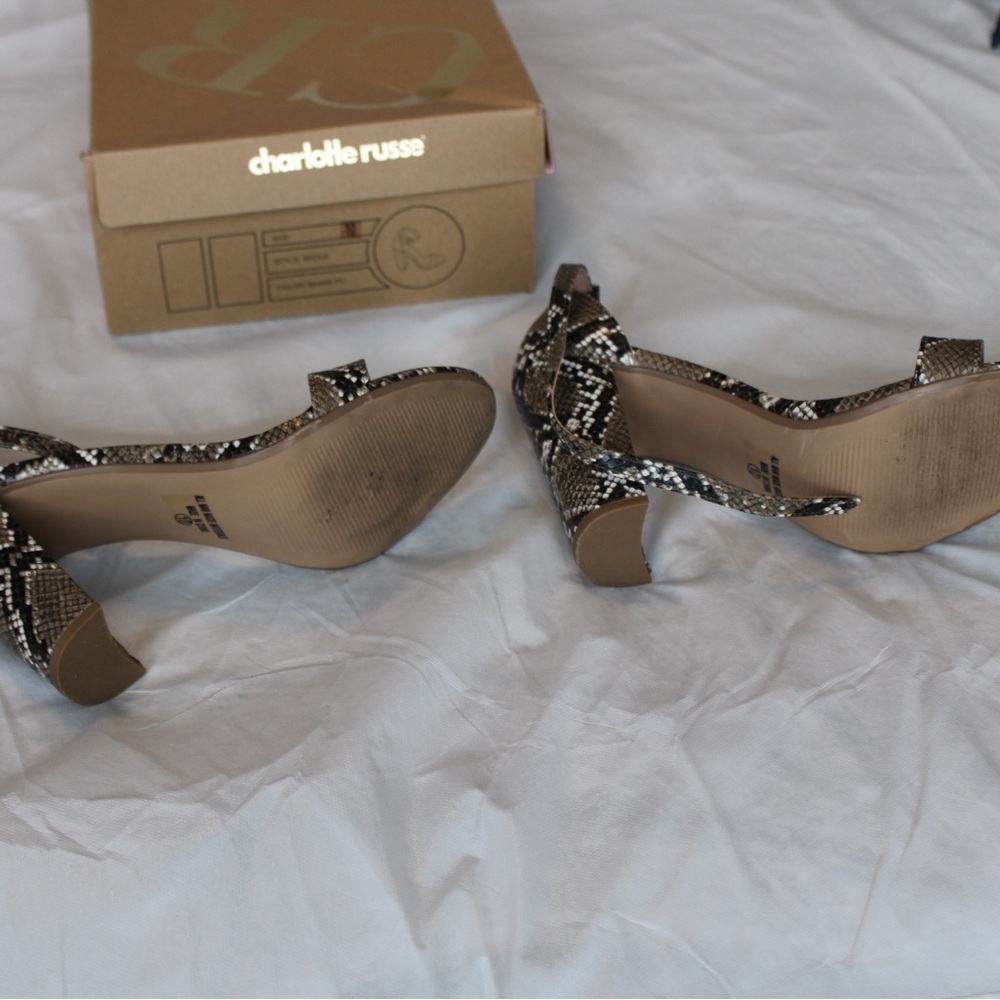 Charlotte Russe Black and White Snake Print Heels